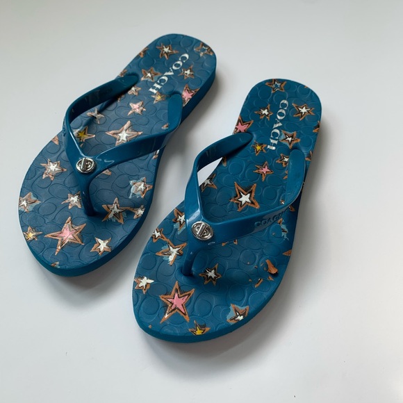 blue coach flip flops
